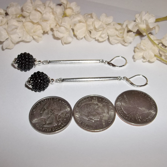 Extra Long Black & Silver Earrings Set Jewelry Trendy Gift Idea For Her NWT 4884 - Picture 5 of 10